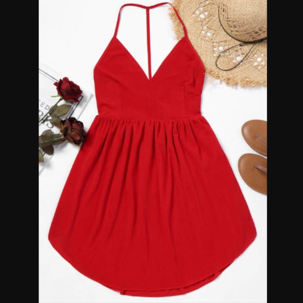 Red Backless Mini Dress